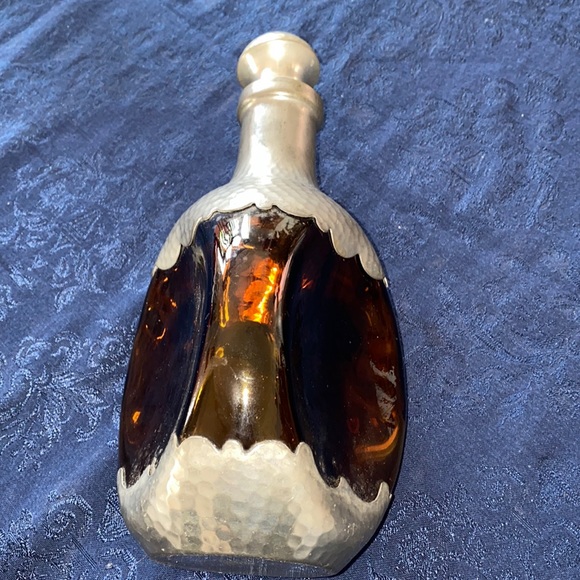 KMD Royal Holland Daalderop Pewter & Amber Pinched Glass Bottle Decanter - Picture 3 of 13